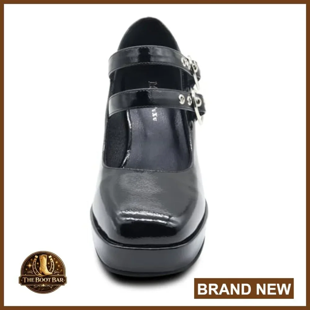 Platform Mary Jane Pumps with Chunky Block Heels and Straps